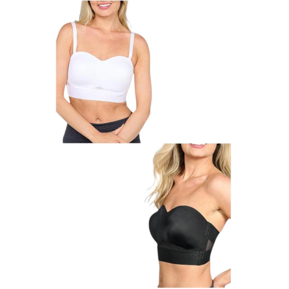 Rhonda Shear Women's 2pk Molded Convertible Strapless Bra Black/White - Regular